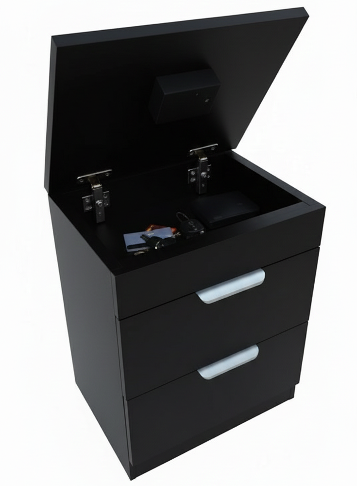 Le Chevet Secret - ( MDF )Table de Nuit avec Un COFFRE FORT 🔒 38/35/50 cm